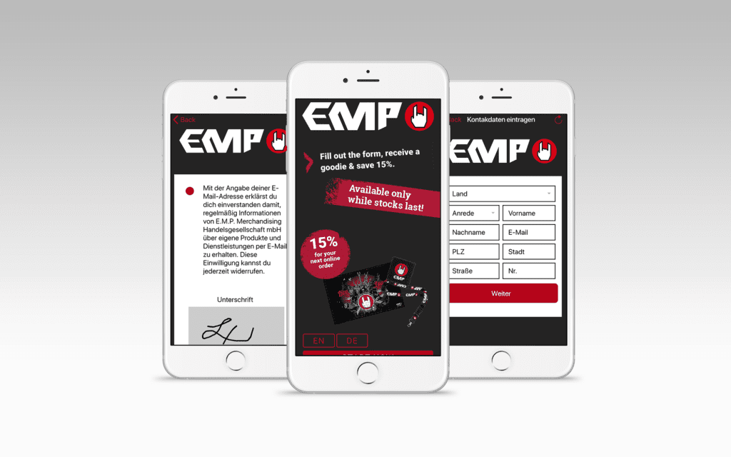 emp-progressive web app mockup
